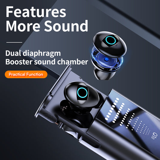 Pods Bluetooth Earphone Earbuds with Flashlight Multi-Function HiFi 9D Wireless Earphones IPX7 Waterproof 3500mAh
