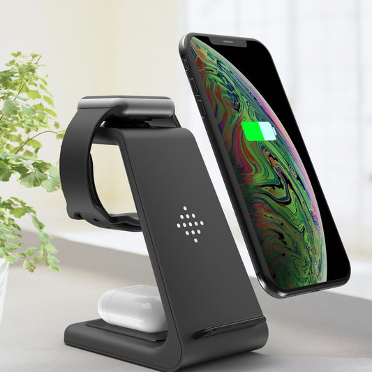 3 In 1 Fast Charging Station Wireless Charger Stand Wireless Quick Charge Dock For Phone Holder Compatible With iPhone & Android