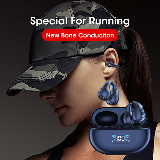 Pods Pro Water Resistant Deeper Bass & Bone Conduction Headphones TWS Earbuds Ear Clip Bluetooth 5.3 Touch Wireless Earphone In-Ear Bass HIFI Sports Headset